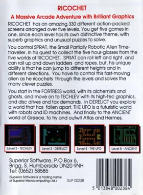 Ricochet (1989)(Superior Software) box cover back